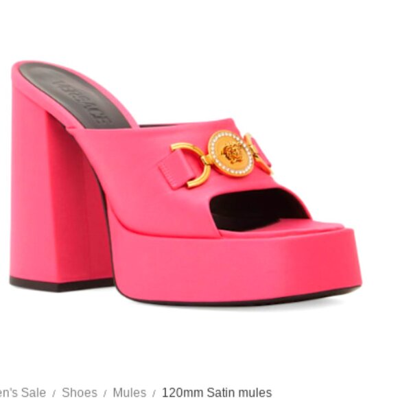 SOLD   Versace MEDUSA AEVITAS PLATFORM MULES Fuchsia size 9 - Picture 4 of 5